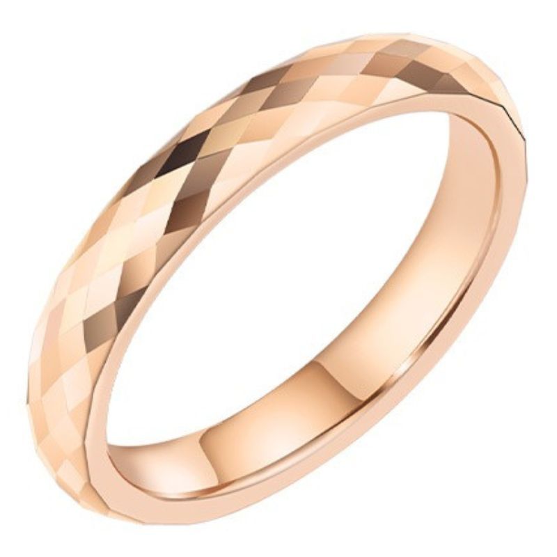 Plain Tungsten Ring for Men and Women Couple Rings Mosaic Multi-faceted Rings Diamond-shaped High-end Trendy Personality Comfortable To Wear