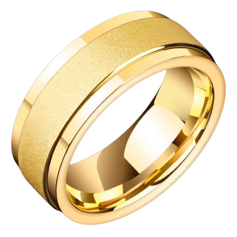 8mm Men's Tungsten Ring, Rotatable Rotating Ring, Tungsten Steel, Good Luck, High-End New Index Finger 360°, Exquisite Golden Tungsten Ring, Wear-Resistant and Non-Fading, Simple and Fashionable Choice