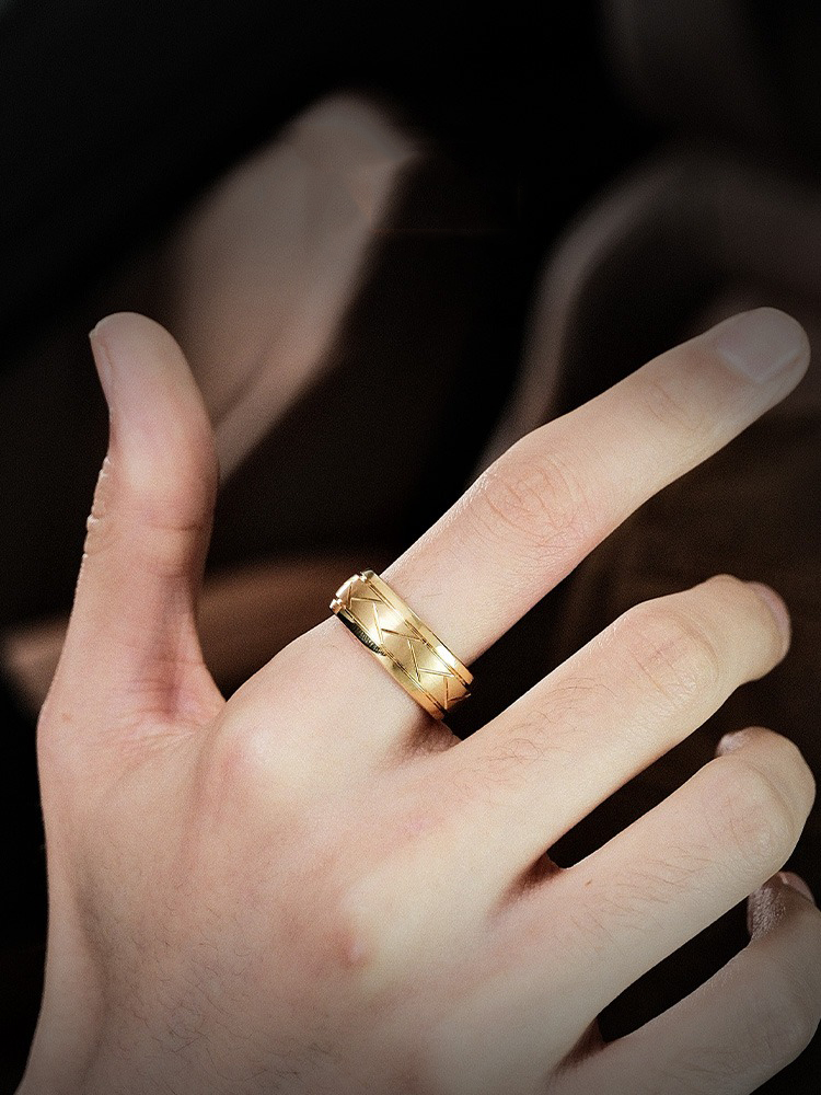 8mm Gold-plated Ring for Men Loach Back Lasha Simple and Fashionable High-grade Female Ring Tungsten Steel Trendy Men Versatile Durable Elegant and Comfortable