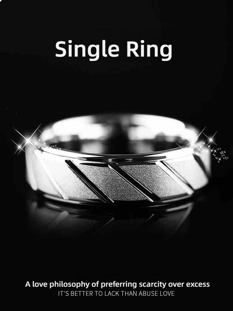 Men's Silver Index Finger Single Ring High-End Trendy Men's Personality Tungsten Ring Simple Niche Pinky Ring Fashionable Single Men's Ring - 857 Tungsten Material, Durable and Trendy