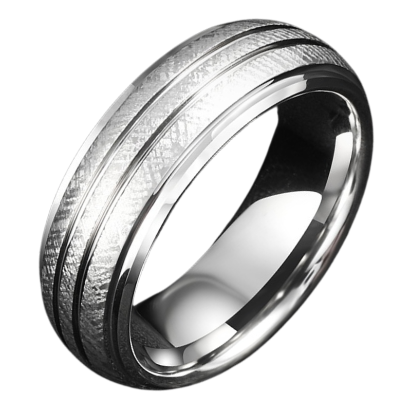 8mm Men's Ring Corrugated Tungsten Gold High-End Personality Versatile Silver Ring Simple and Fashionable Index Finger Trend Single 857 Tungsten Gold Men's Ring, Classic Brushed, Wear-Resistant and Skin-Friendly