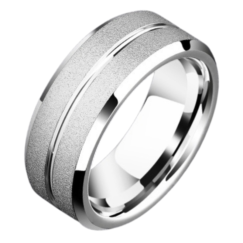 8mm Men's Ring Wide Version Trendy Personality Frosted Tungsten High-End Ring Index Finger Fashion Pinky Ring Tungsten Men's Ring, Multiple Colors Optional, Exquisite and Wear-Resistant, Highlighting Personality