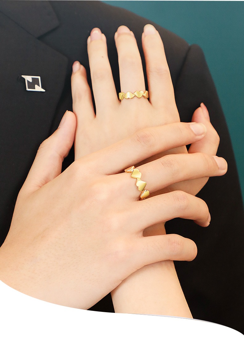 Couple Love 857 Tungsten Gold Heart Interwoven Ring Crown Heart Shape Fashionable All-match Trendy Ring Men and Women Original Niche Design Ring Eternal Love