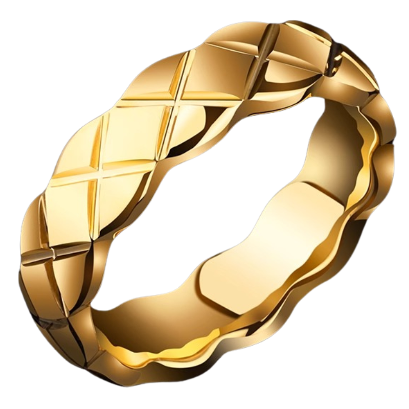 Tungsten Gold Ring for Men, Trendy Personality, Gold-Plated Single Female Tungsten Steel Ring, Niche, Non-Fading Index Finger Tungsten Gold Ring for Men, Noble and Light Luxury, Shining Three-Dimensional