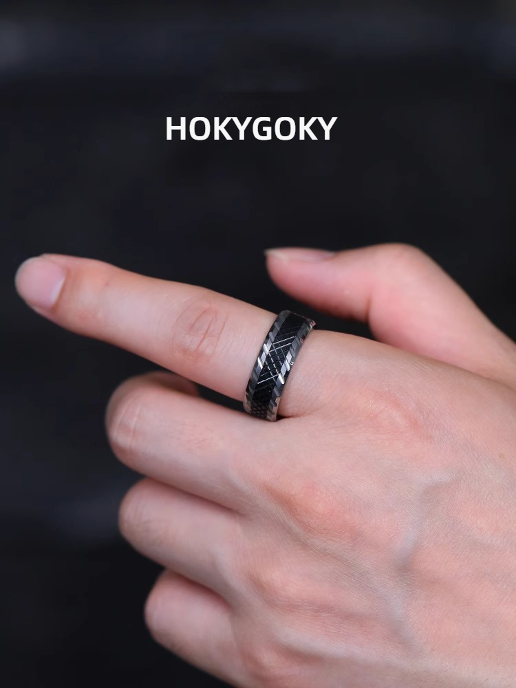 8mm Men's Ring Trendy Hip-Hop Personality Index Finger Single Tail Ring Niche Design High-End Men's Ring Wind-Breaking Ring-Fashionable Tungsten Gold Men's Jewelry, Showing Personality and Courage
