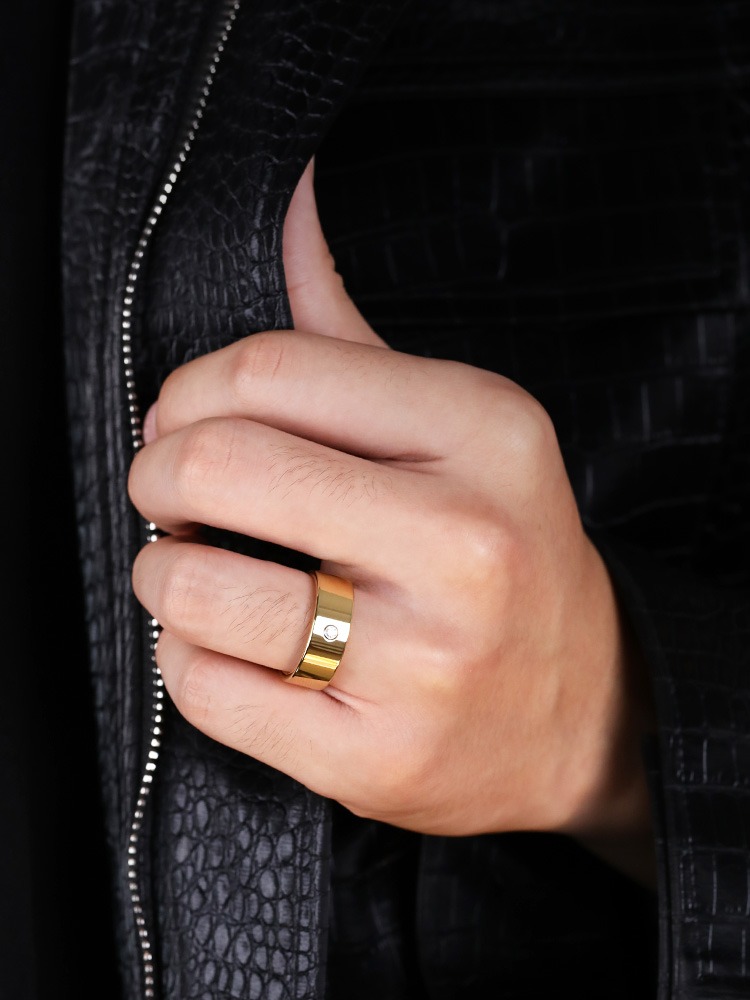 6mm Men's Tungsten Ring High-end Moissanite Diamond Ring Gold Trendy Men's Personalized Wedding Ring Index Finger Wedding Ring Elegant and Durable Choice