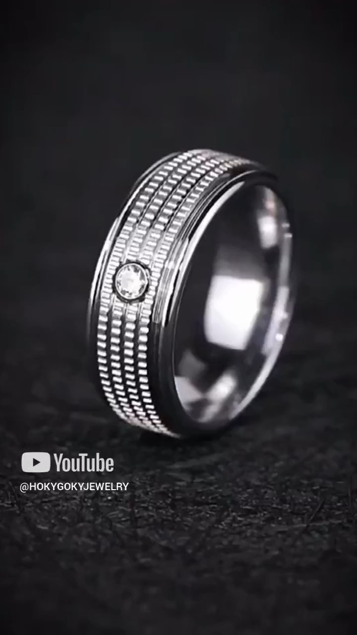 8mm Men's Ring, High-Grade Moissanite Diamond Ring, Tungsten Gold Ring, Single Female Niche Ring, Index Finger Fashion Tungsten Gold Men's Ring, Inlaid with Moissanite, Elegant and Durable