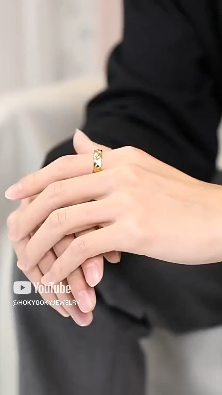 Tungsten Gold Ring for Men, Trendy Personality, Gold-Plated Single Female Tungsten Steel Ring, Niche, Non-Fading Index Finger Tungsten Gold Ring for Men, Noble and Light Luxury, Shining Three-Dimensional