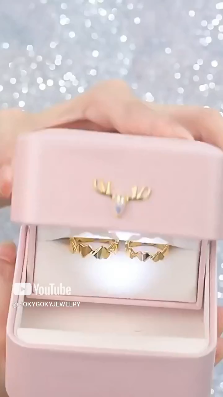 Couple Love 857 Tungsten Gold Heart Interwoven Ring Crown Heart Shape Fashionable All-match Trendy Ring Men and Women Original Niche Design Ring Eternal Love