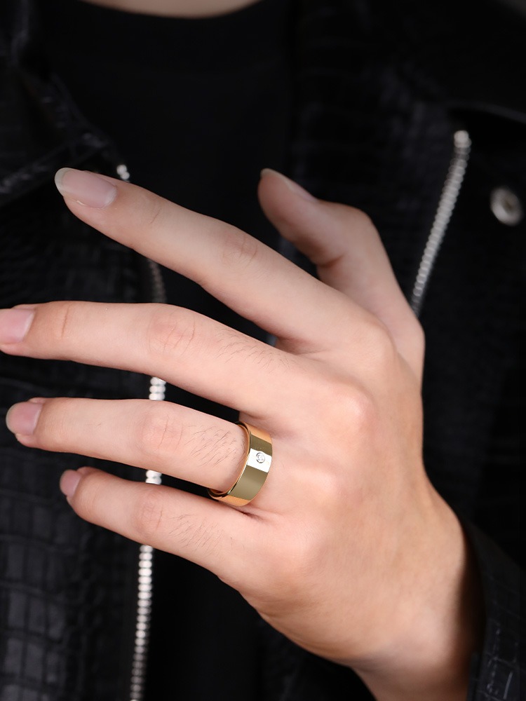 6mm Men's Tungsten Ring High-end Moissanite Diamond Ring Gold Trendy Men's Personalized Wedding Ring Index Finger Wedding Ring Elegant and Durable Choice