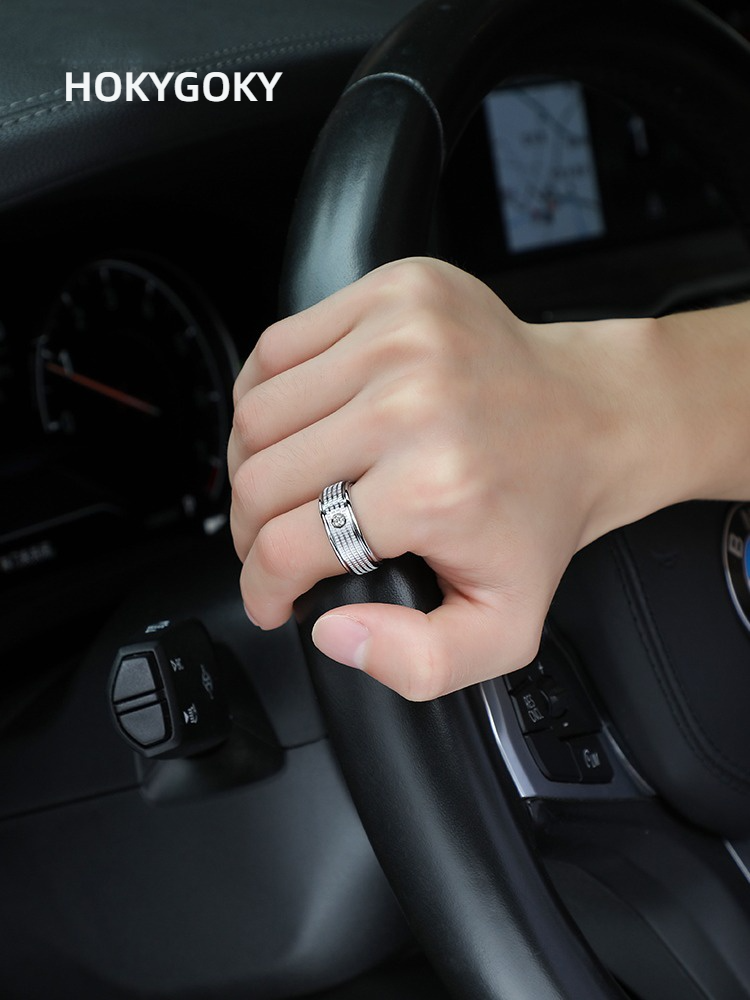 8mm Men's Ring, High-Grade Moissanite Diamond Ring, Tungsten Gold Ring, Single Female Niche Ring, Index Finger Fashion Tungsten Gold Men's Ring, Inlaid with Moissanite, Elegant and Durable