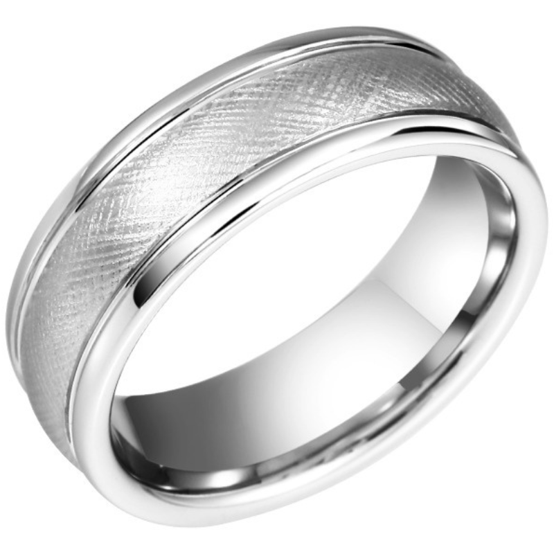 Men's Ring Silver High-Grade Brushed Simple Personality Plain Ring Tungsten Gold Versatile Female Index Finger Trendy Brand Ring Fashionable Tungsten Gold Men's Ring-Classic Brushed Design, Durable and Elegant