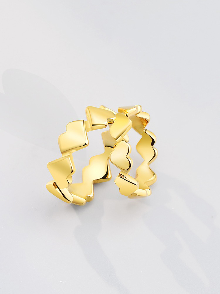 Couple Love 857 Tungsten Gold Heart Interwoven Ring Crown Heart Shape Fashionable All-match Trendy Ring Men and Women Original Niche Design Ring Eternal Love