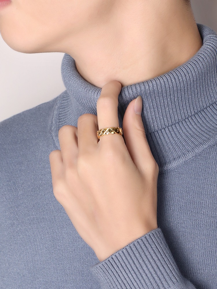 Tungsten Gold Ring for Men, Trendy Personality, Gold-Plated Single Female Tungsten Steel Ring, Niche, Non-Fading Index Finger Tungsten Gold Ring for Men, Noble and Light Luxury, Shining Three-Dimensional