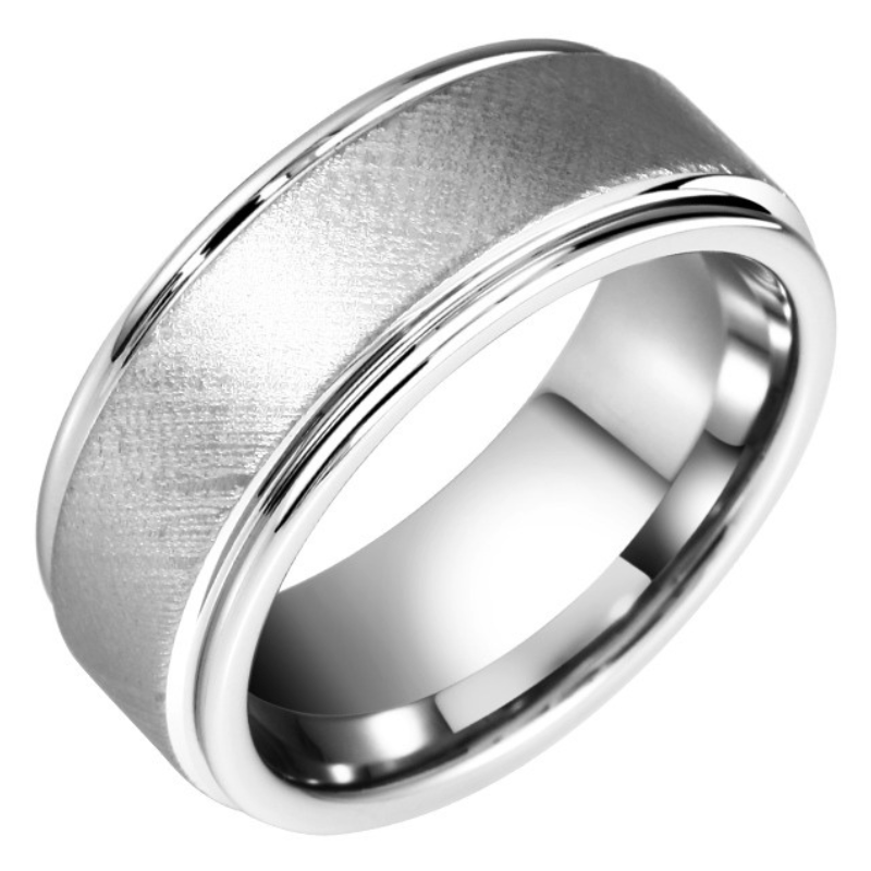 Men's Ring Silver High-Grade Brushed Simple Personality Plain Ring Tungsten Gold Versatile Female Index Finger Trendy Brand Ring Fashionable Tungsten Gold Men's Ring-Classic Brushed Design, Durable and Elegant