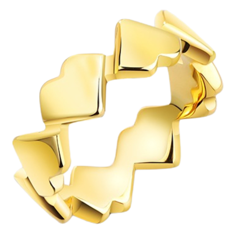 Couple Love 857 Tungsten Gold Heart Interwoven Ring Crown Heart Shape Fashionable All-match Trendy Ring Men and Women Original Niche Design Ring Eternal Love