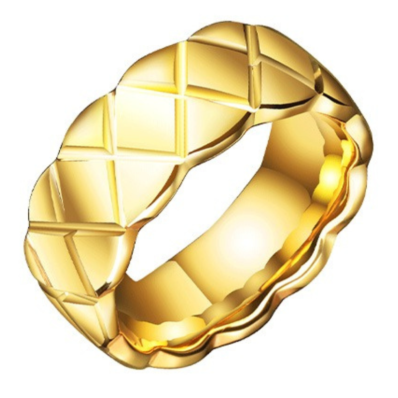 Tungsten Gold Ring for Men, Trendy Personality, Gold-Plated Single Female Tungsten Steel Ring, Niche, Non-Fading Index Finger Tungsten Gold Ring for Men, Noble and Light Luxury, Shining Three-Dimensional