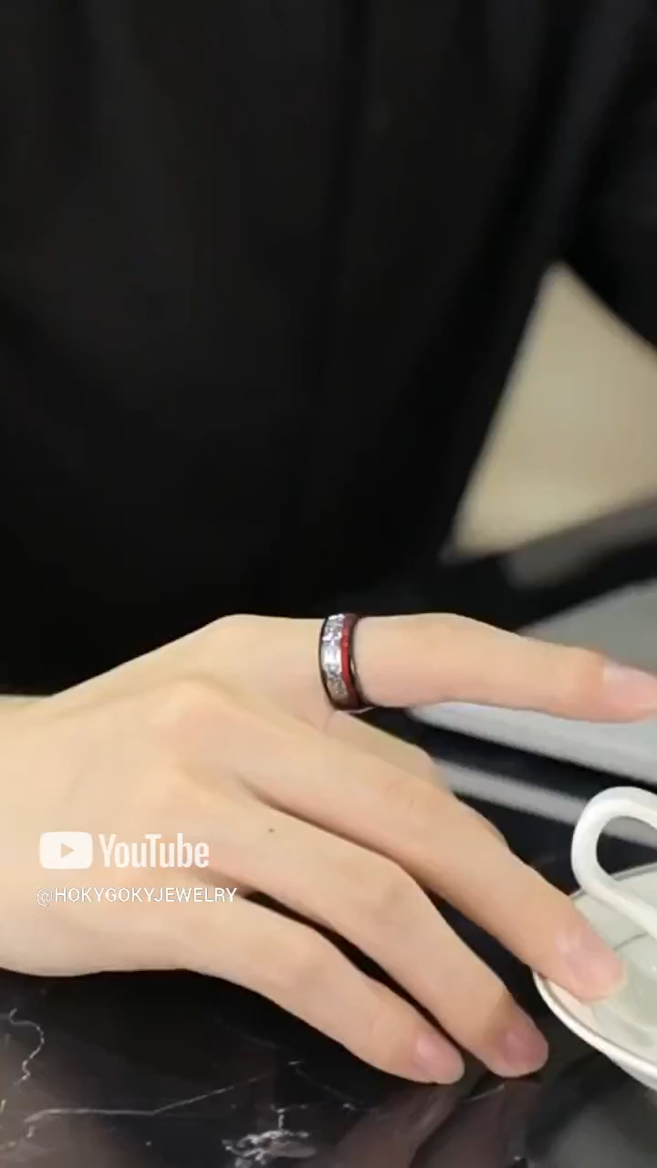 8mm Unisex Ring Trendy Personality Fashion Single Index Finger Pinky Ring No Fading Red Rope Fortune Men's Ring Wealth Ring - Made of Tungsten Gold, Meaning Good Fortune, Fashionable Men's Must-Have Accessories