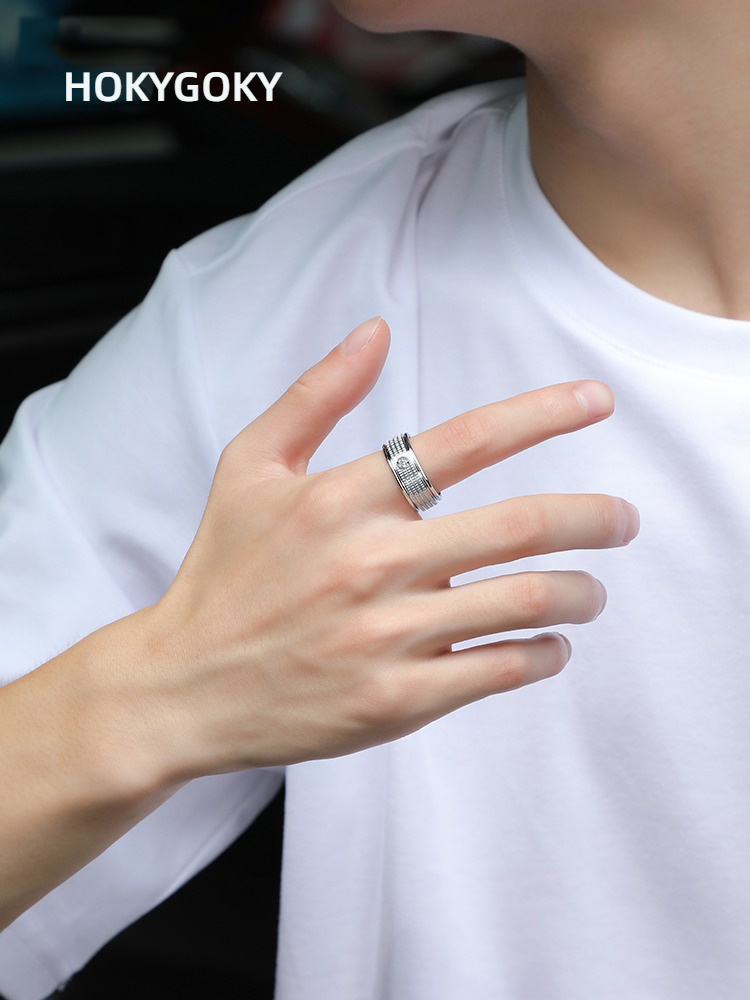 8mm Men's Ring, High-Grade Moissanite Diamond Ring, Tungsten Gold Ring, Single Female Niche Ring, Index Finger Fashion Tungsten Gold Men's Ring, Inlaid with Moissanite, Elegant and Durable