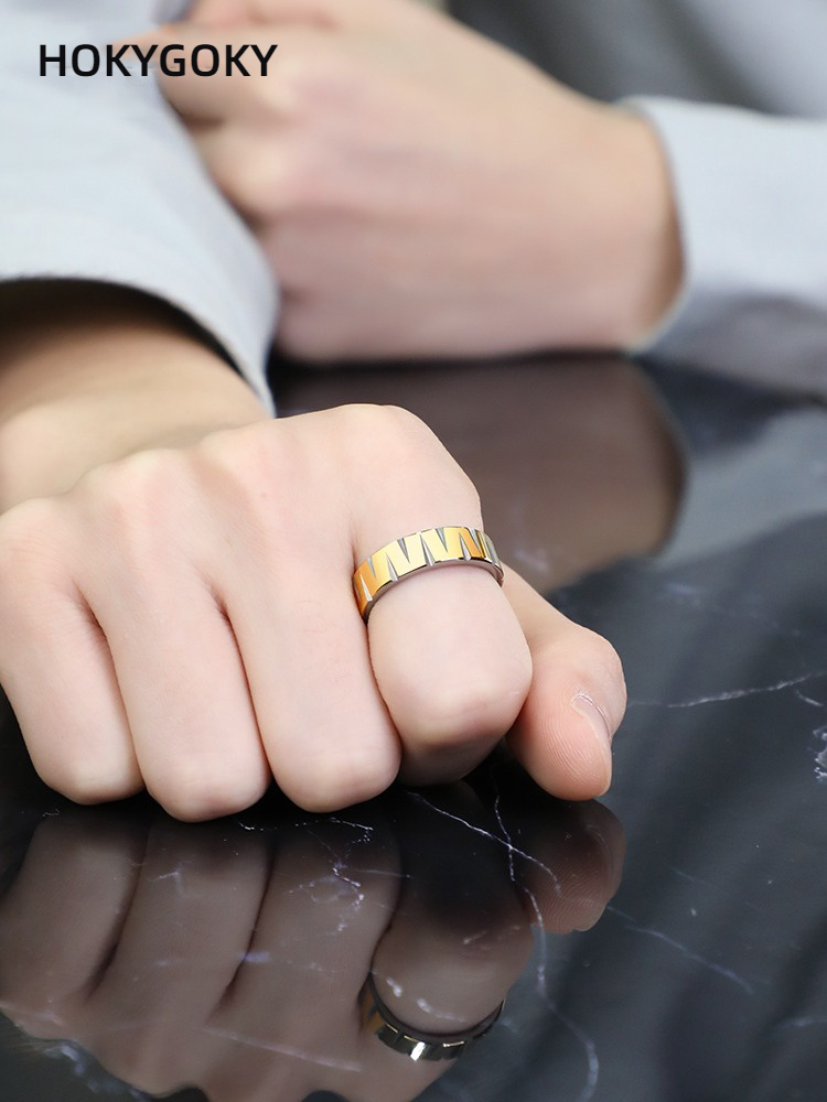 6mm Men's Wave Ring Personality 18K Gold Tungsten Simple Single Trendy Men Tungsten Steel Fashion Men's Ring-857 Tungsten Gold, Simple and Fashionable, Leading the New Trend