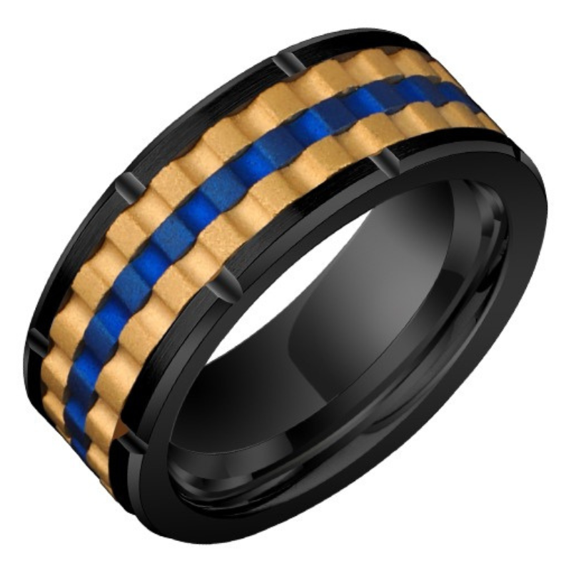 8mm Men's 857 Tungsten Ring Gear Punk Mechanical Tungsten Steel Hip-hop Index Finger Single Ring Trendy Wide Ring Birthday Gift