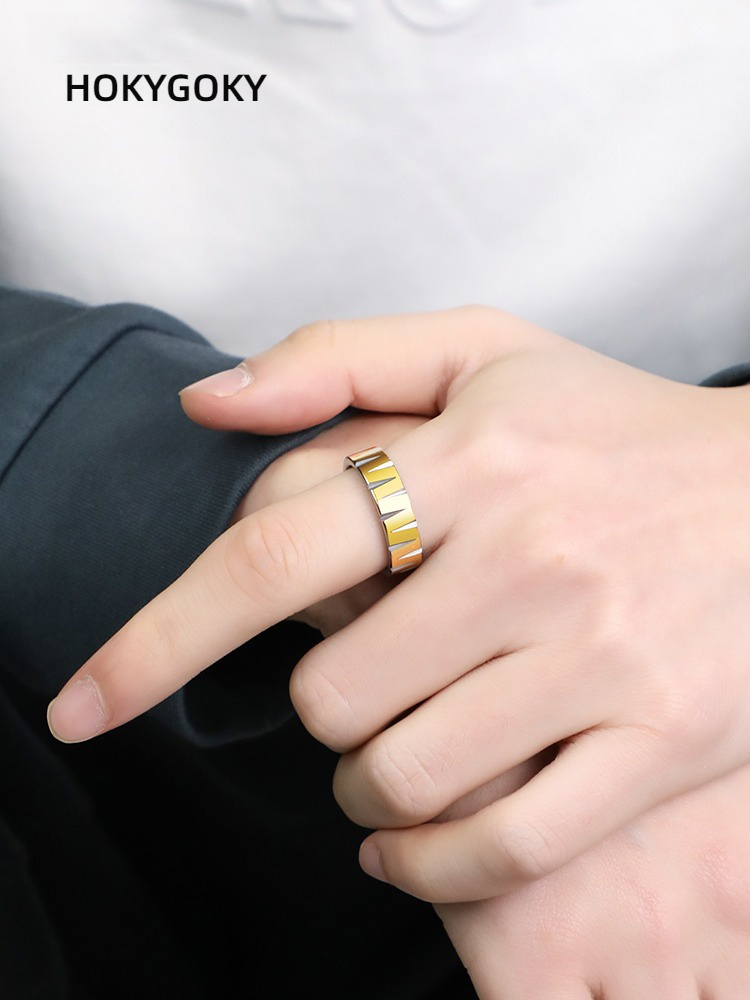 6mm Men's Wave Ring Personality 18K Gold Tungsten Simple Single Trendy Men Tungsten Steel Fashion Men's Ring-857 Tungsten Gold, Simple and Fashionable, Leading the New Trend