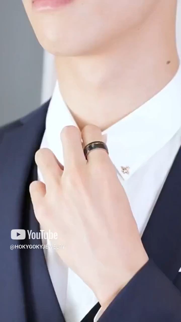 8mm Men's 857 Tungsten Ring with Rose Gold Groove Design Trendy Single Index Finger Pinky Ring Female Middle Finger Niche Design Wide Version Black Ring Female