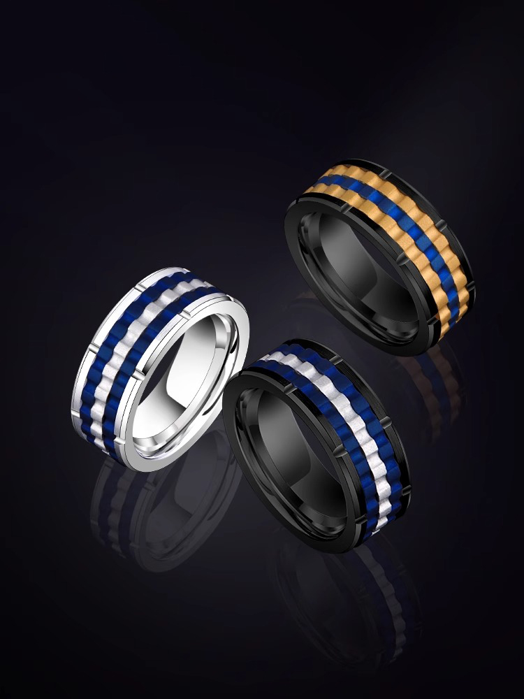 8mm Men's 857 Tungsten Ring Gear Punk Mechanical Tungsten Steel Hip-hop Index Finger Single Ring Trendy Wide Ring Birthday Gift