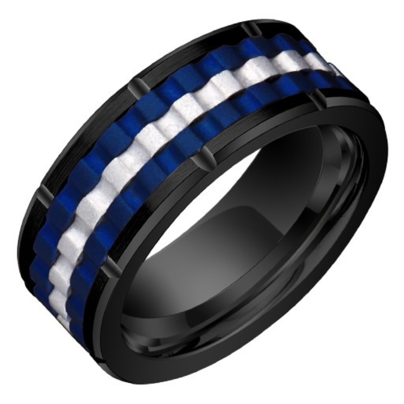 8mm Men's 857 Tungsten Ring Gear Punk Mechanical Tungsten Steel Hip-hop Index Finger Single Ring Trendy Wide Ring Birthday Gift