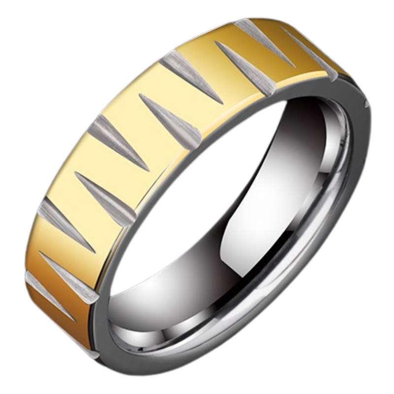 6mm Men's Wave Ring Personality 18K Gold Tungsten Simple Single Trendy Men Tungsten Steel Fashion Men's Ring-857 Tungsten Gold, Simple and Fashionable, Leading the New Trend