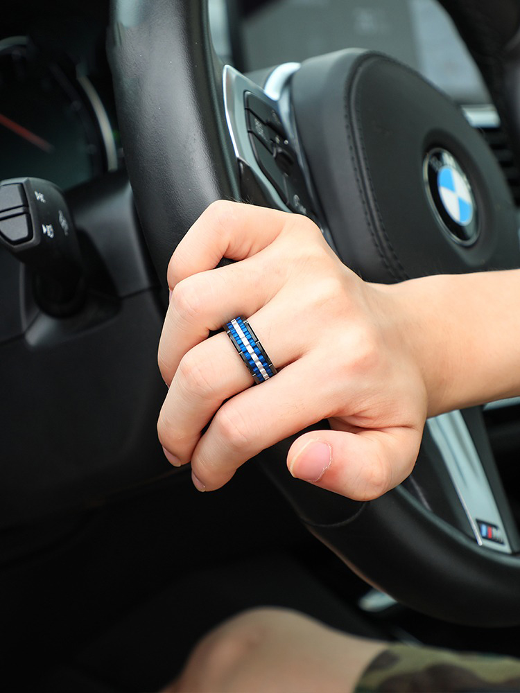 8mm Men's 857 Tungsten Ring Gear Punk Mechanical Tungsten Steel Hip-hop Index Finger Single Ring Trendy Wide Ring Birthday Gift