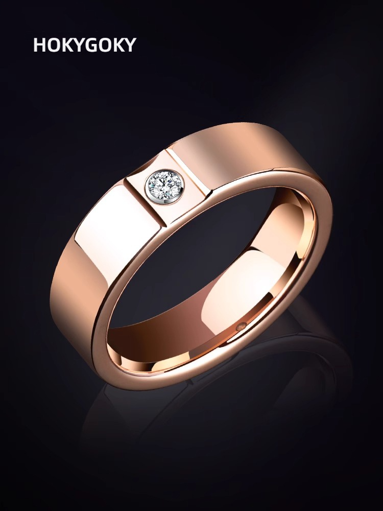 6mm Men Ring, Moissanite Diamond Ring, Men's Rose Gold High-End Couple Ring, Unisex Wedding Ring, Tungsten Gold Ring, Moon Ring - 857 Tungsten Gold Material, Elegant and Luxurious, Inlaid with Dazzling Moissanite