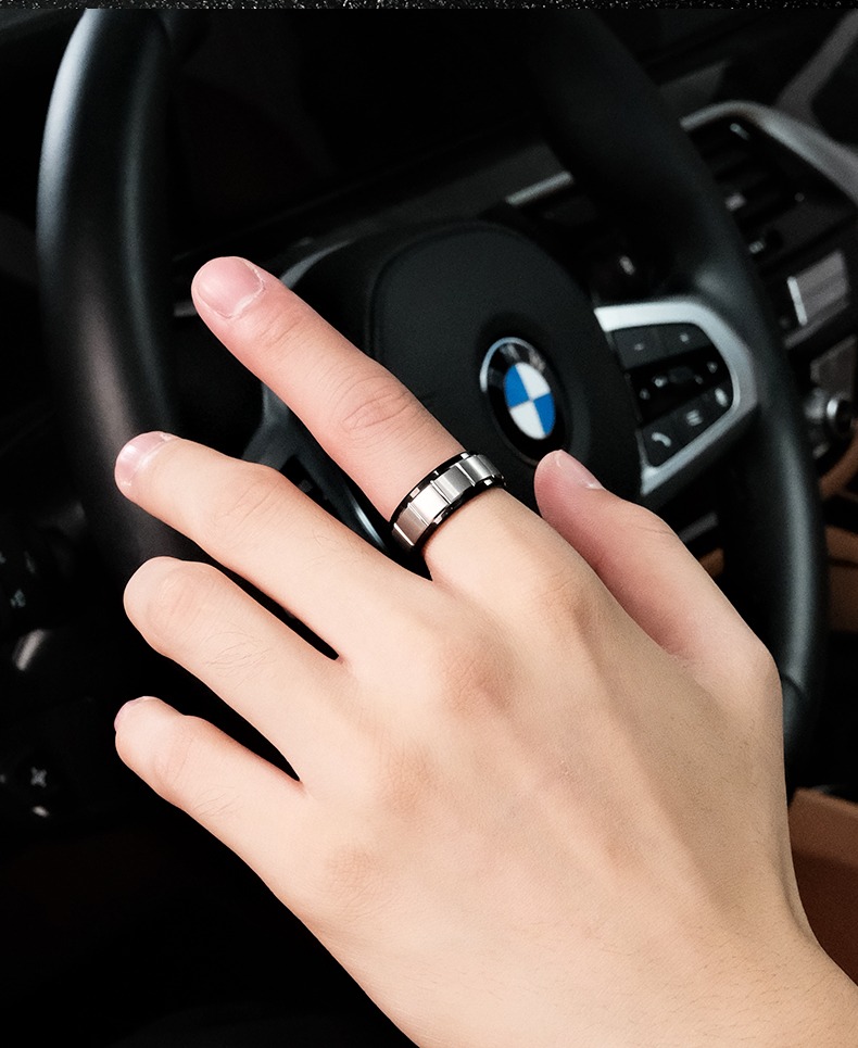 8mm Men's Tungsten Ring Simple Silver Trend Personality All-match High-end Ring Female Hard Wear-resistant