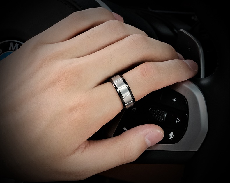 8mm Men's Tungsten Ring Simple Silver Trend Personality All-match High-end Ring Female Hard Wear-resistant
