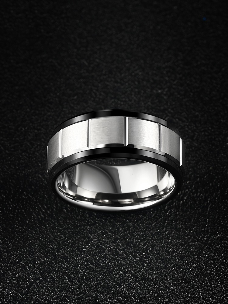 8mm Men's Tungsten Ring Simple Silver Trend Personality All-match High-end Ring Female Hard Wear-resistant