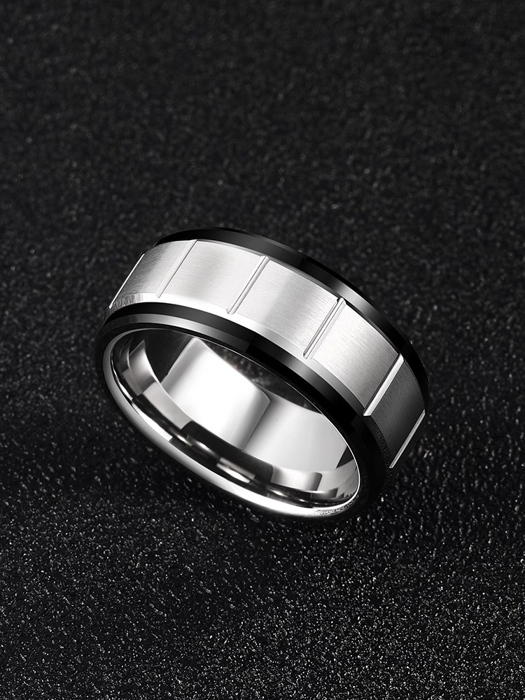 8mm Men's Tungsten Ring Simple Silver Trend Personality All-match High-end Ring Female Hard Wear-resistant