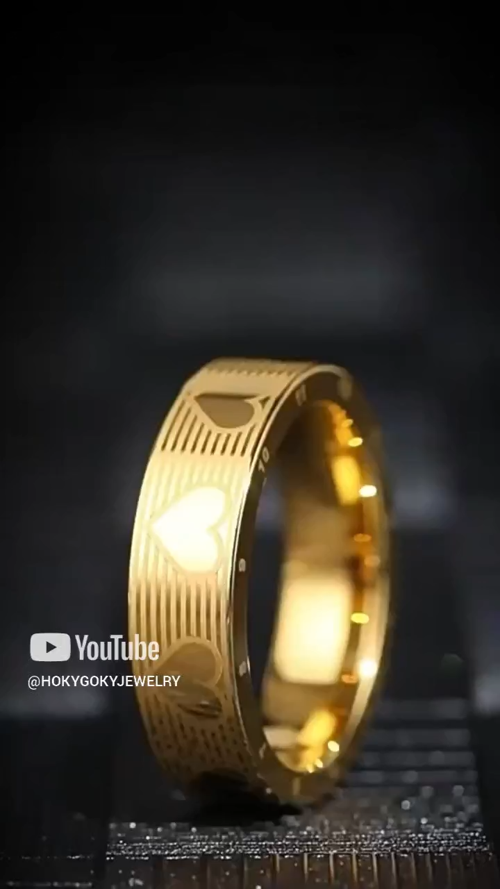 6mm Couple Rings Women's Tungsten Heart Shape Simple Gold High-End Ring Men's Pinky Ring Trendy Love You Forever Gold Ring - 857 Tungsten Material, Wear-Resistant and Scratch-Resistant, Comfortable Inner Arc, Free Personalized Engraving