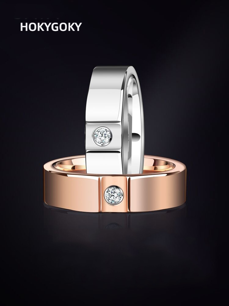 6mm Men Ring, Moissanite Diamond Ring, Men's Rose Gold High-End Couple Ring, Unisex Wedding Ring, Tungsten Gold Ring, Moon Ring - 857 Tungsten Gold Material, Elegant and Luxurious, Inlaid with Dazzling Moissanite