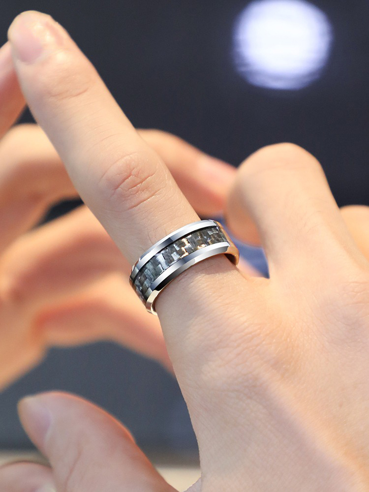 8mm Men's Tungsten Ring Trendy Personality Single Index Finger Pinky Ring High-end Ring for Boyfriend Gift Hard Wear-resistant Show Men's Charm