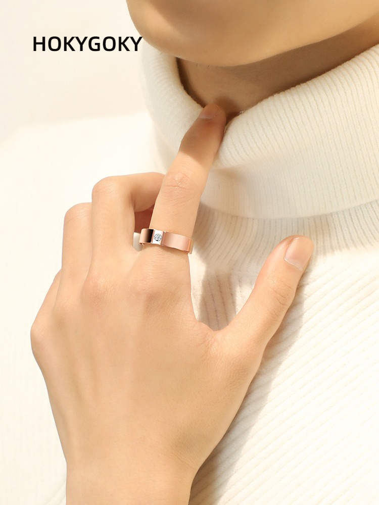 6mm Men Ring, Moissanite Diamond Ring, Men's Rose Gold High-End Couple Ring, Unisex Wedding Ring, Tungsten Gold Ring, Moon Ring - 857 Tungsten Gold Material, Elegant and Luxurious, Inlaid with Dazzling Moissanite