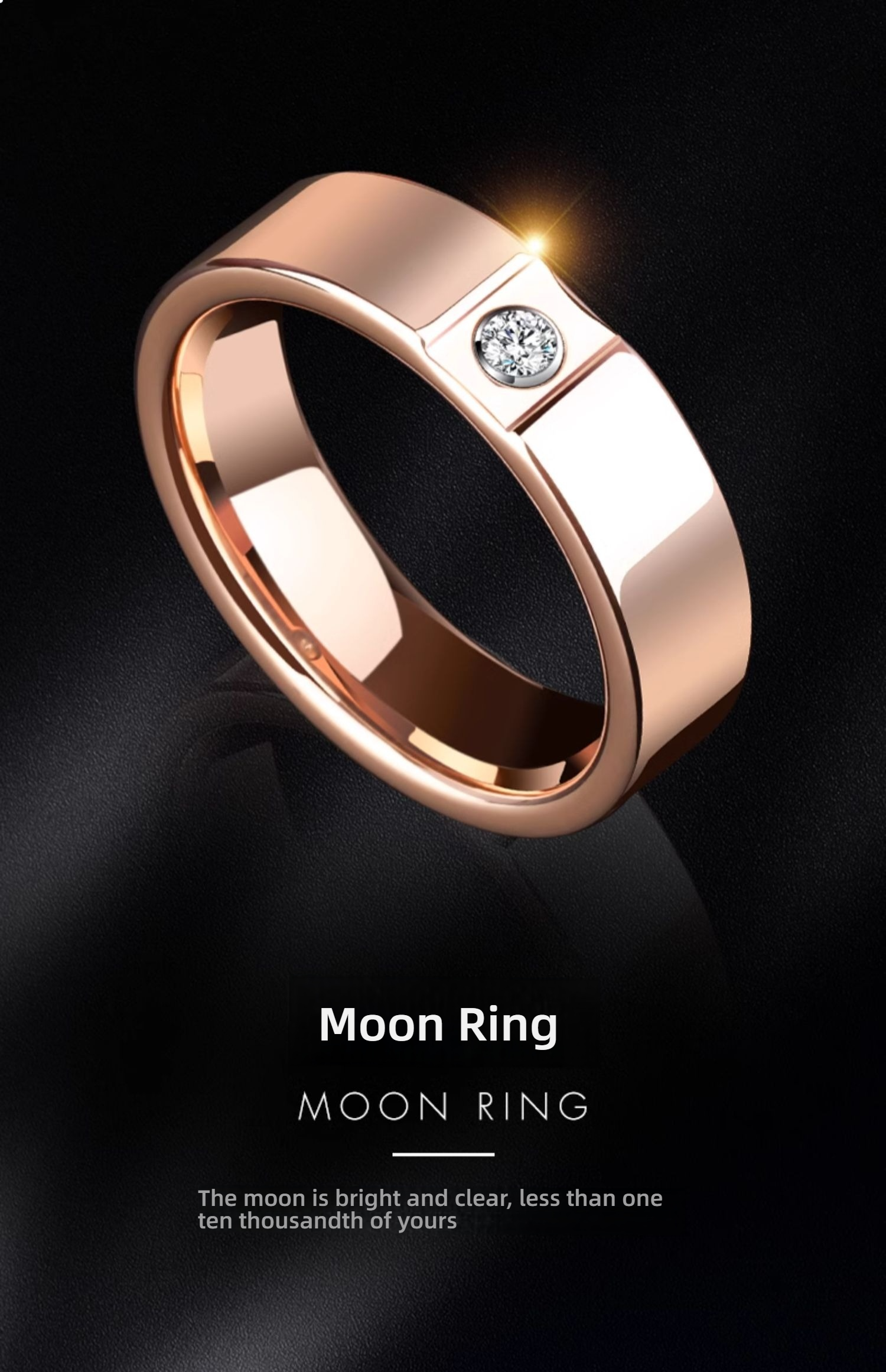 6mm Men Ring, Moissanite Diamond Ring, Men's Rose Gold High-End Couple Ring, Unisex Wedding Ring, Tungsten Gold Ring, Moon Ring - 857 Tungsten Gold Material, Elegant and Luxurious, Inlaid with Dazzling Moissanite