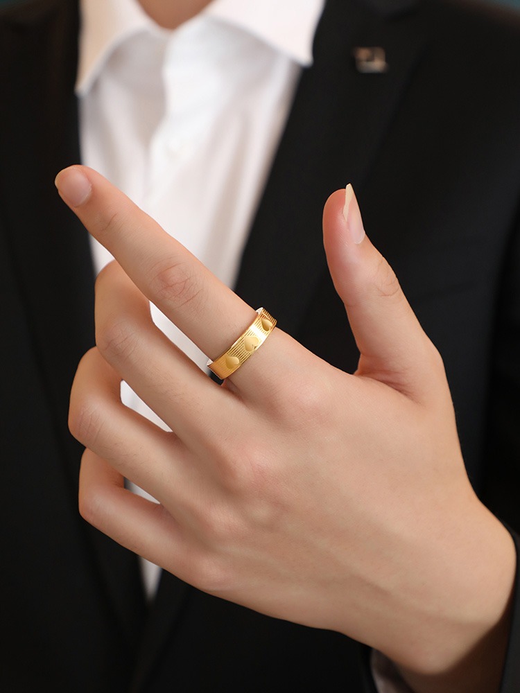 6mm Couple Rings Women's Tungsten Heart Shape Simple Gold High-End Ring Men's Pinky Ring Trendy Love You Forever Gold Ring - 857 Tungsten Material, Wear-Resistant and Scratch-Resistant, Comfortable Inner Arc, Free Personalized Engraving