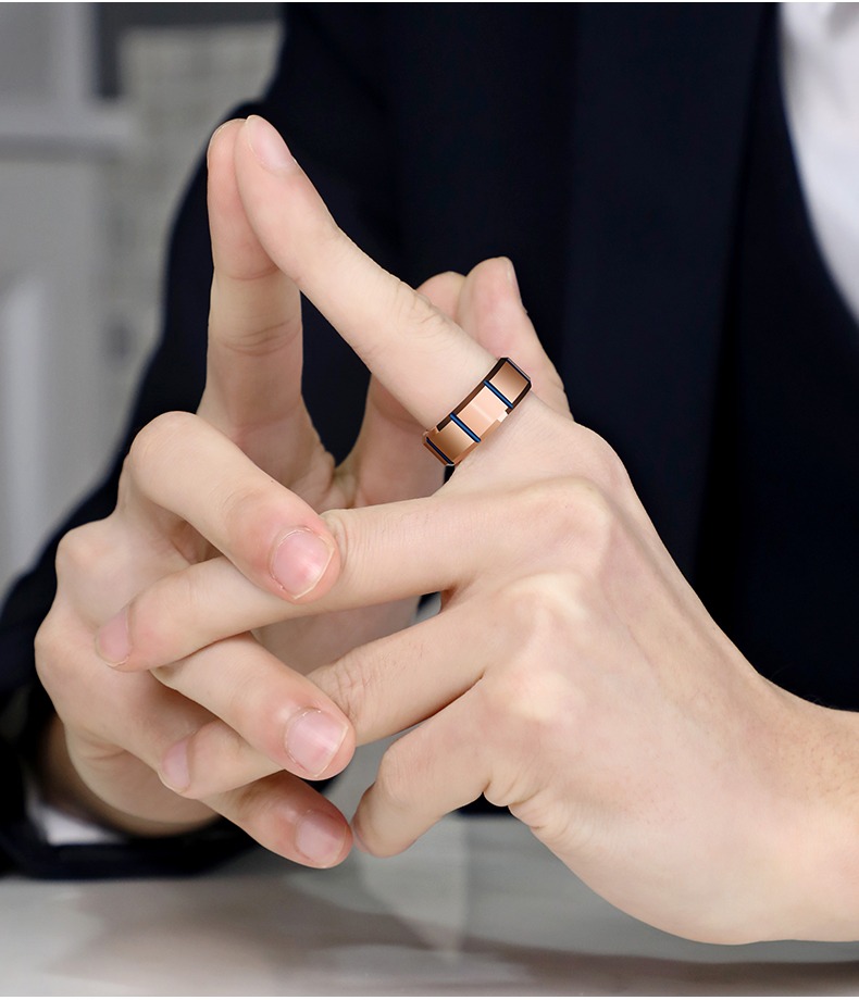 8mm Men's Tungsten Ring Rose Gold Blue High-end Trendy Index Finger Fashion Single Ring Female Model Hard and Wear-resistant