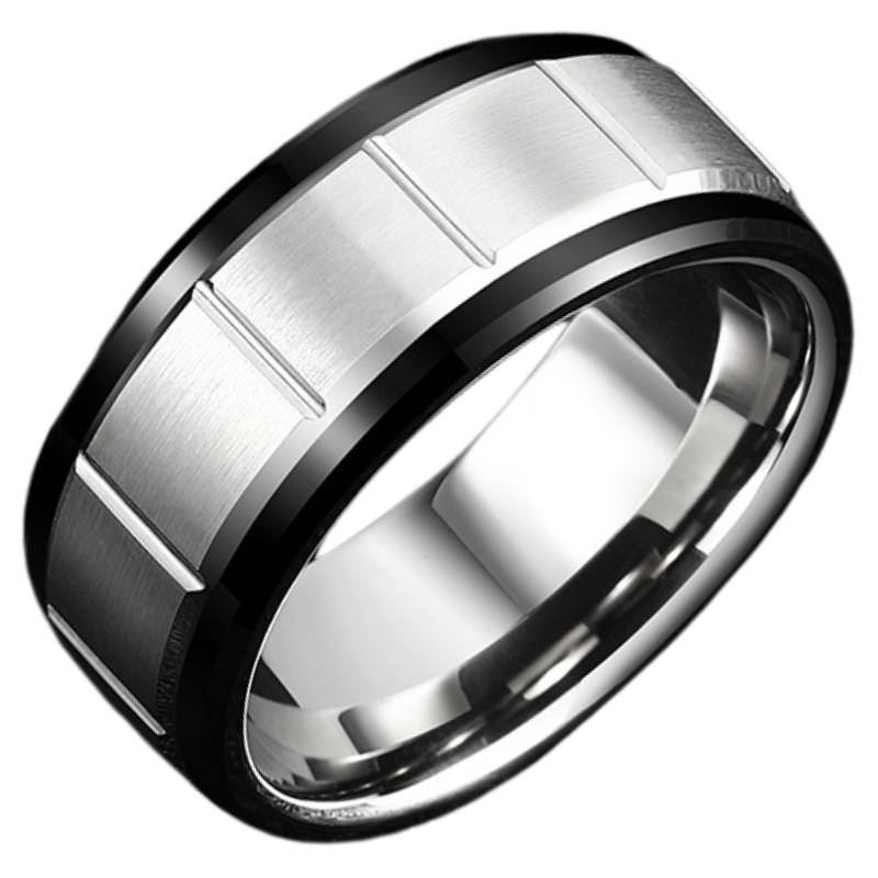 8mm Men's Tungsten Ring Simple Silver Trend Personality All-match High-end Ring Female Hard Wear-resistant
