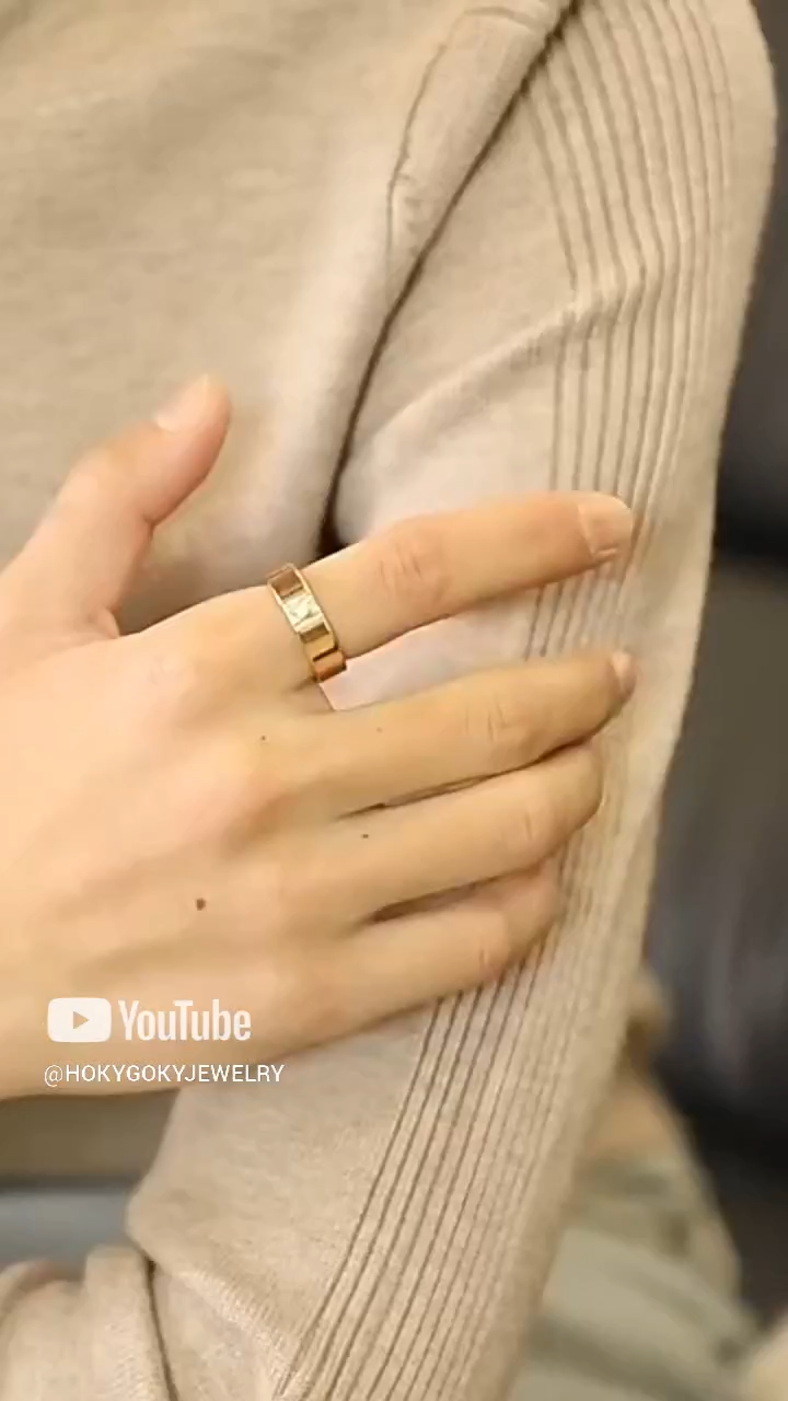 6mm Men Ring, Moissanite Diamond Ring, Men's Rose Gold High-End Couple Ring, Unisex Wedding Ring, Tungsten Gold Ring, Moon Ring - 857 Tungsten Gold Material, Elegant and Luxurious, Inlaid with Dazzling Moissanite