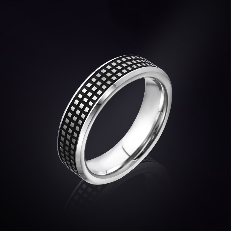 8mm Black Square Tungsten Ring For Men Simple And Stylish Retro Index Finger Niche Ring Couple Ring Retro Tough Retro Durable