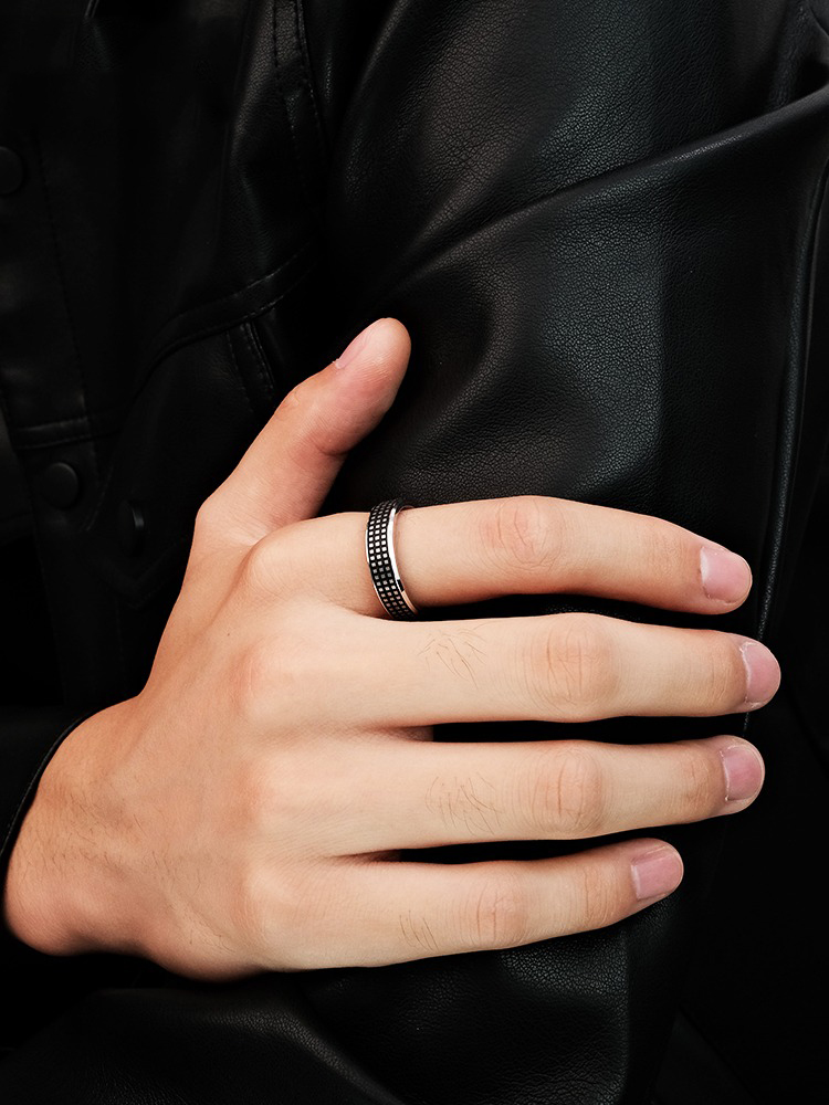 8mm Black Square Tungsten Ring For Men Simple And Stylish Retro Index Finger Niche Ring Couple Ring Retro Tough Retro Durable