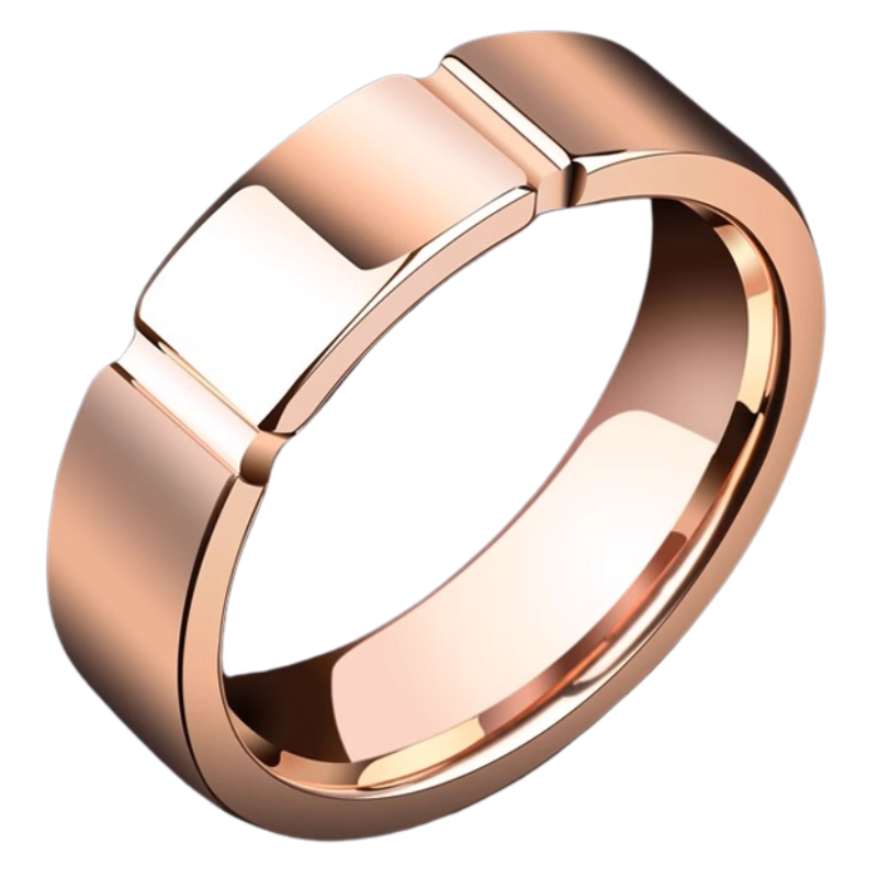 6mm Men's Ring Rose Gold Personality Tungsten Gold Single Ring Niche High-End Ring, Wear-Resistant and Scratch-Resistant, Light Luxury Design, Hand-Grooved, Comfortable to Wear, Free Engraving, Highlighting the Elegant Style of Men