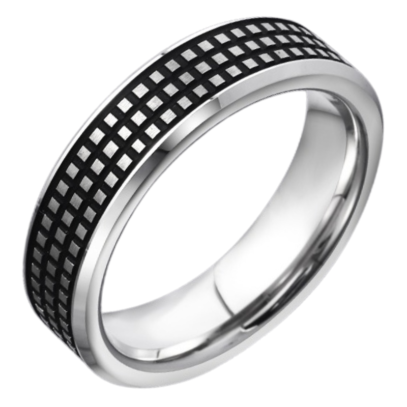 8mm Black Square Tungsten Ring For Men Simple And Stylish Retro Index Finger Niche Ring Couple Ring Retro Tough Retro Durable