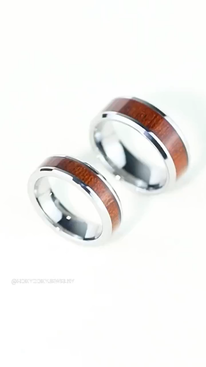 Men's High-End Acacia Wood Couple Rings, Wedding Rings, Long-Distance Relationship Series Rings-Tungsten Gold Acacia Wood, Wear-Resistant and Scratch-Resistant, Conveys Lovesickness,  Comfortable to Wear, Free Engraving, Exclusive for Couples